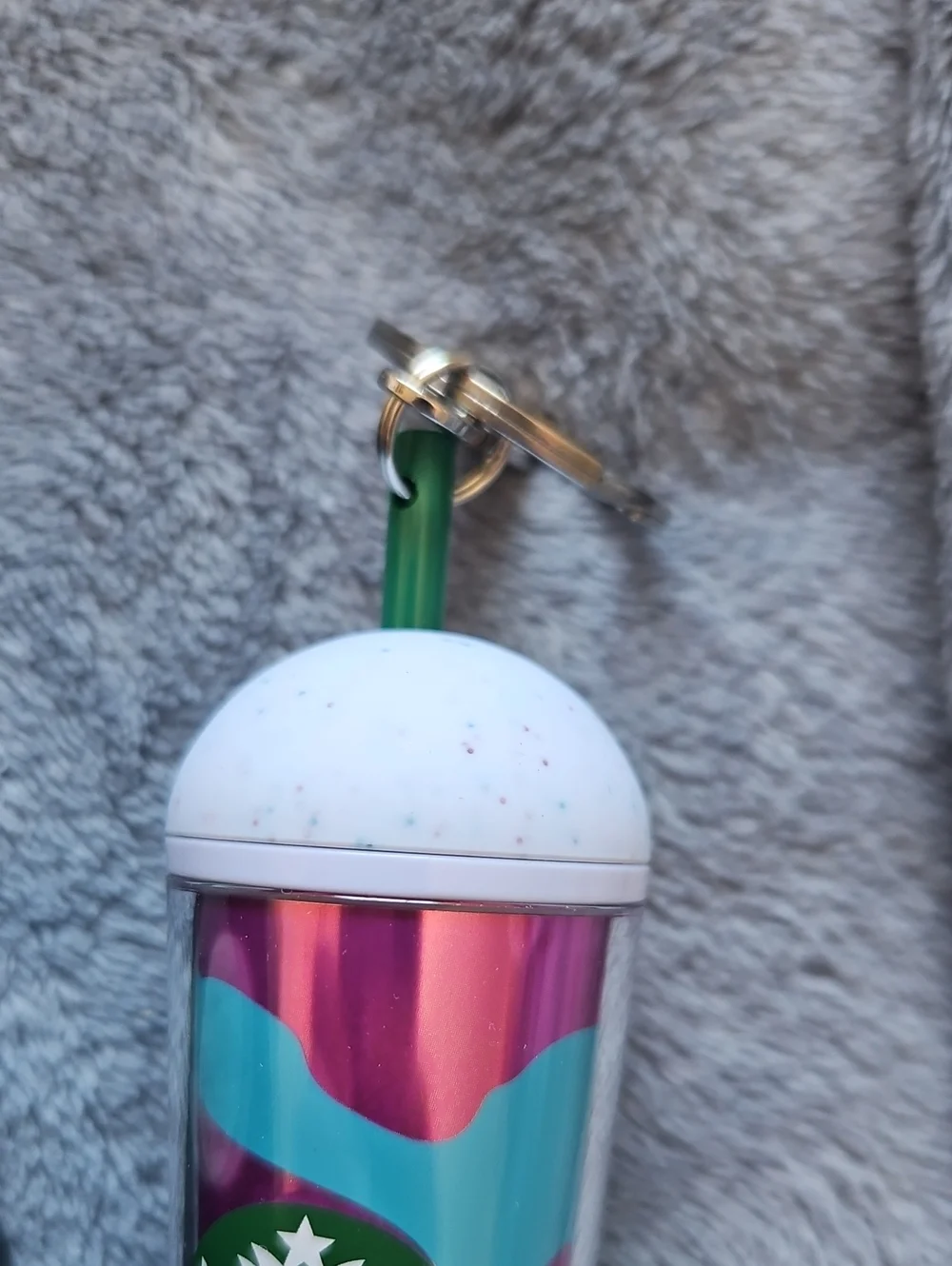 Starbucks Metallic Pink & Teal Surprise Cold Cup Keychain